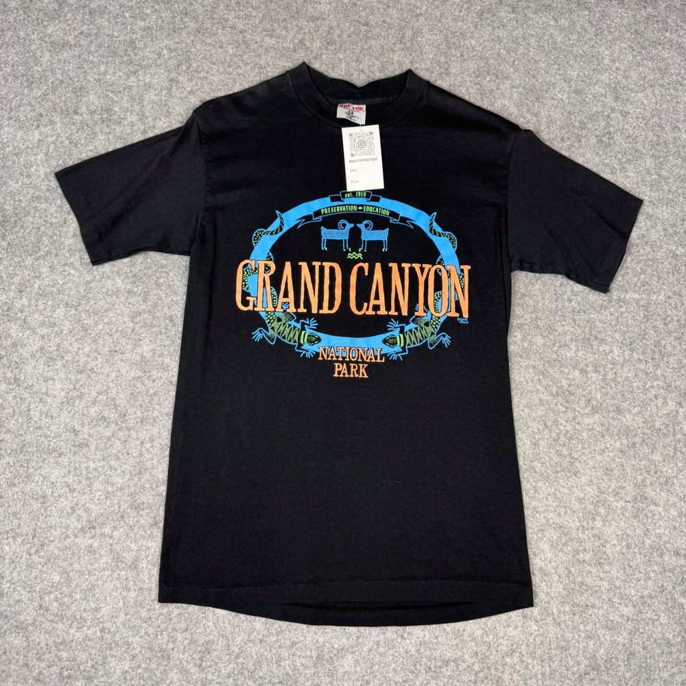 Vintage 90s Grand Canyon‎ National Park T Shirt Tee Jays Softee Black Medium USA